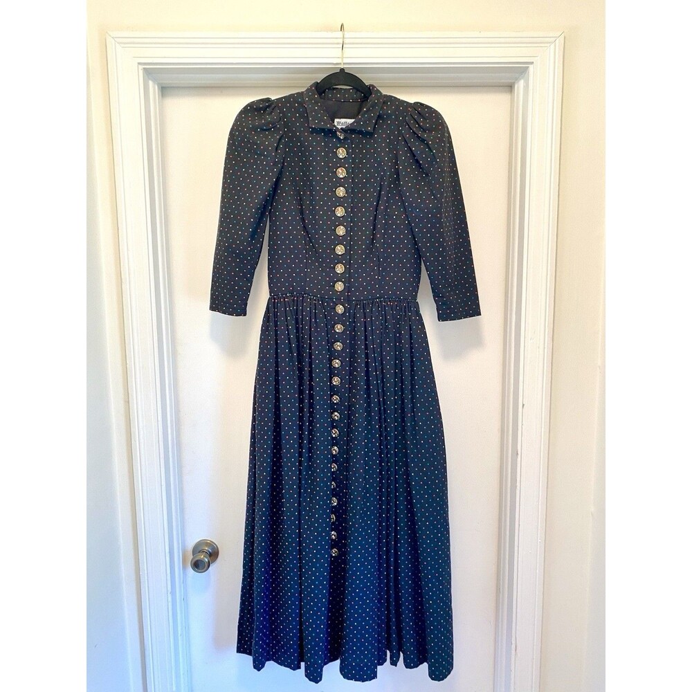 Antique Vtg Wallach Volkskunfthaus Munchen A-Line Dress German Handmade Sz 36